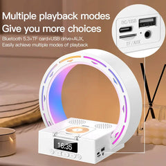 4 In 1 Wireless Bluetooth-compatible Speaker Charging Pad Bedside Lamp With Alarm Clock