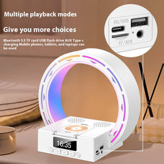4 In 1 Wireless Bluetooth-compatible Speaker Charging Pad Bedside Lamp With Alarm Clock