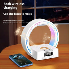 4 In 1 Wireless Bluetooth-compatible Speaker Charging Pad Bedside Lamp With Alarm Clock