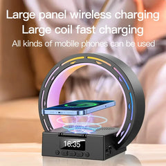 4 In 1 Wireless Bluetooth-compatible Speaker Charging Pad Bedside Lamp With Alarm Clock