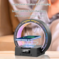 4 In 1 Wireless Bluetooth-compatible Speaker Charging Pad Bedside Lamp With Alarm Clock