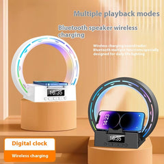 4 In 1 Wireless Bluetooth-compatible Speaker Charging Pad Bedside Lamp With Alarm Clock