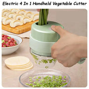4 In 1Handheld Electric Vegetable Cutter Set Kitchen Multifunctional Garlic Chopper Meat Grinder Food Masher Slicer with USB
