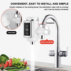 Kitchen Electric Water Heater Instant Hot Water Heater Faucet Kitchen Instant Heating Tap Water Heater with LED EU Plug