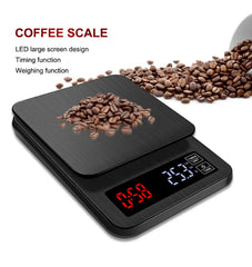 Electronic Mini Digital Weight for Kitchen, LED Display, Coffee Scale, Type-C Charging, Timing Balance, 3 kg, 5kg, 0.1g