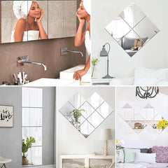 8/12pcs Non-Glass Mirror Sheets Adhesive and Removable