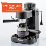 Imusa 4 Cup Capacity  Electric Espresso/Cappuccino Maker 800 Watts - Black US(Origin)