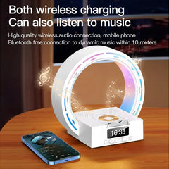 4 In 1 Wireless Bluetooth-compatible Speaker Charging Pad Bedside Lamp With Alarm Clock